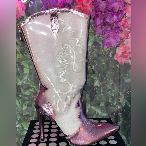 Pink Pointy Toe Faux Leather “Miley” Boots - Picture 2 of 2